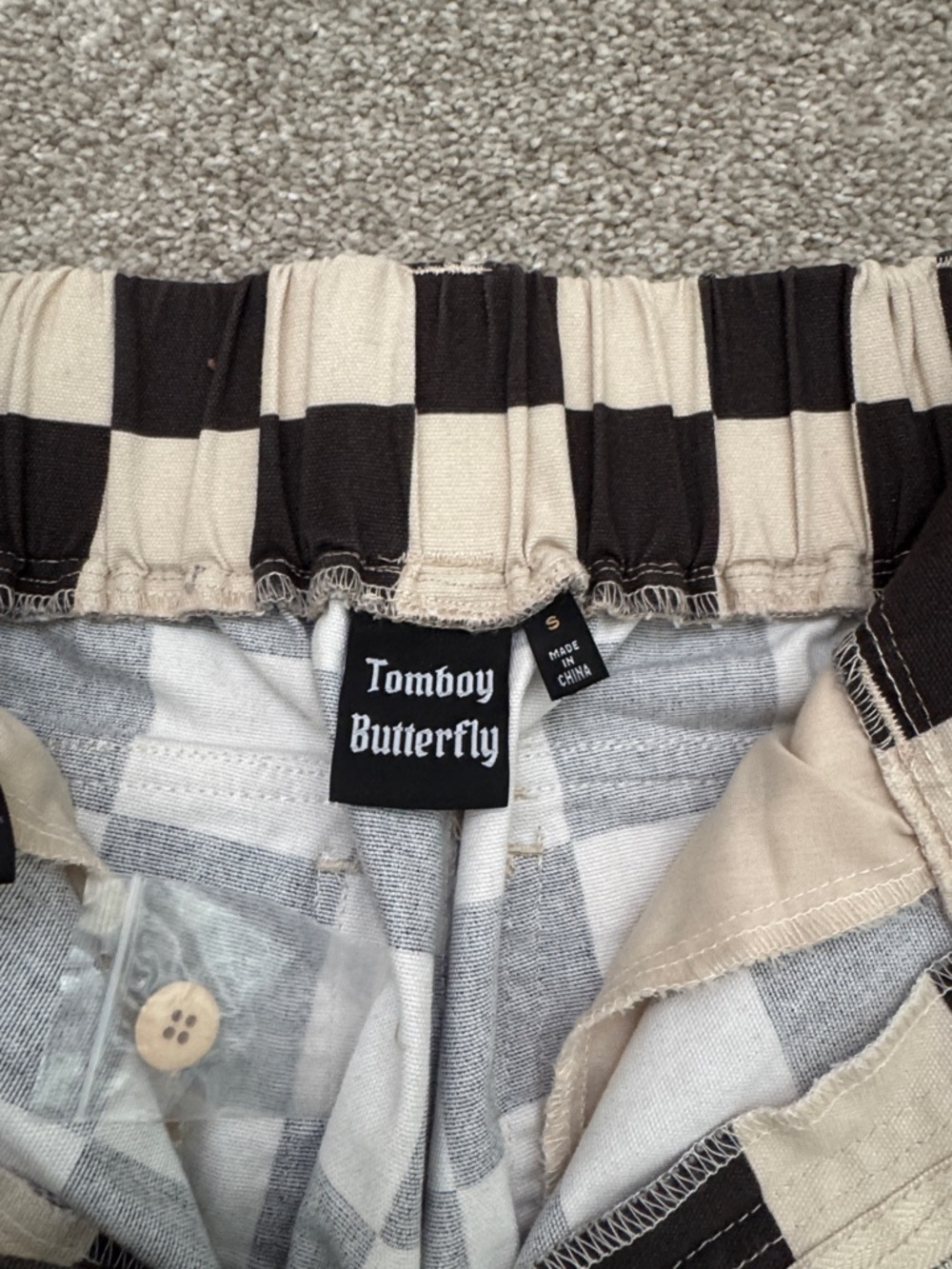 Black & White Checkerboard Girrlscout Sloane Cargo Pants - Picture 3 of 4